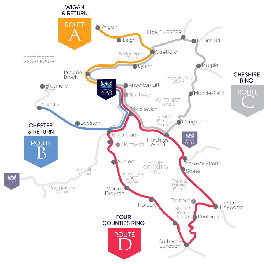 Canal route maps Cheshire
