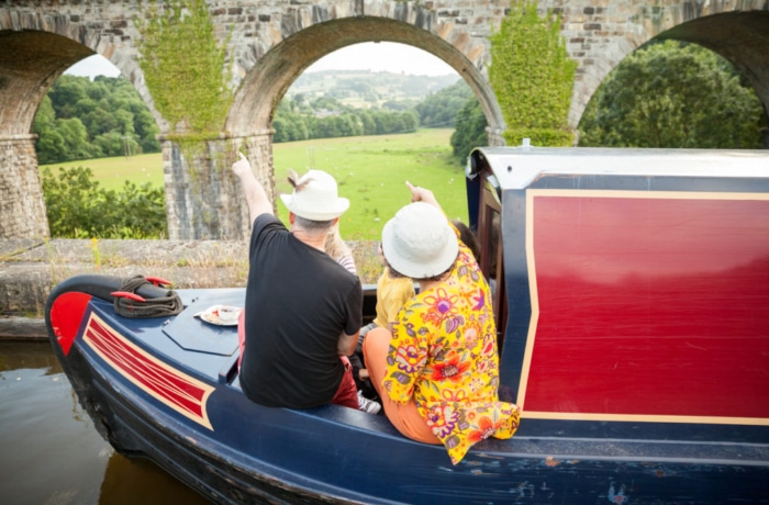 Black Prince Narrowboats - couple enjoying views on Aqueduct